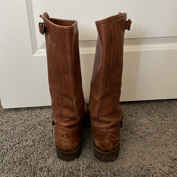 Frye Tall Brown Leather Buckle Boots - Picture 3 of 4